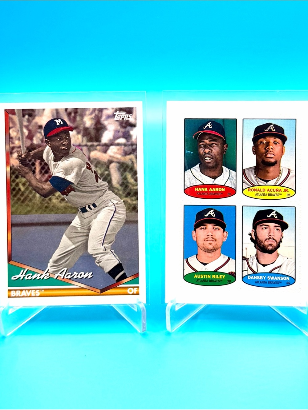 🔥Hank Aaron Lot! 🔥Topps Insert + 1947 Topps Atlanta Braves Stamps! 🤩